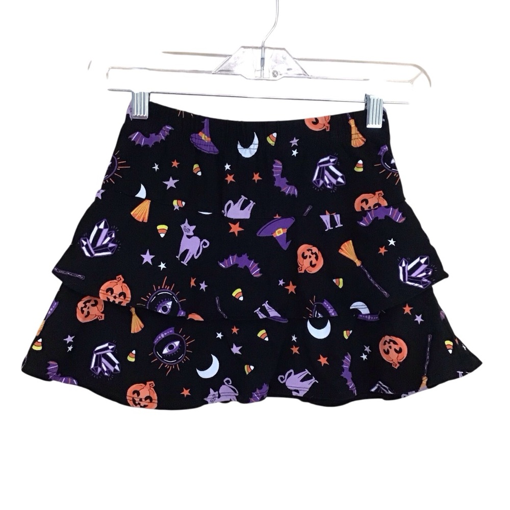Way To Celebrate Halloween Themed Girls Tiered‎ Black Skirt S 6-6X